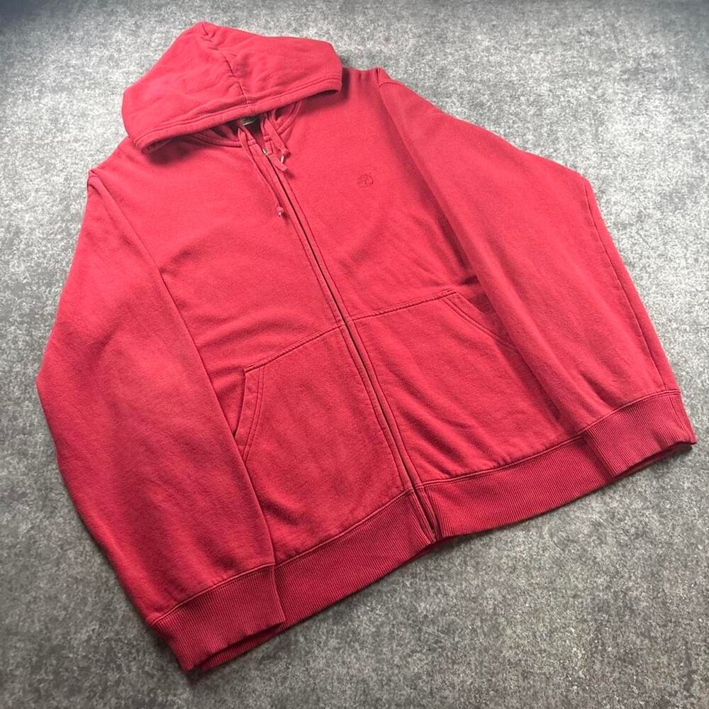 Vintage Timberland Stratham Issue Men’s XXL Red Zip Up Hoodie Sweatshirt Logo